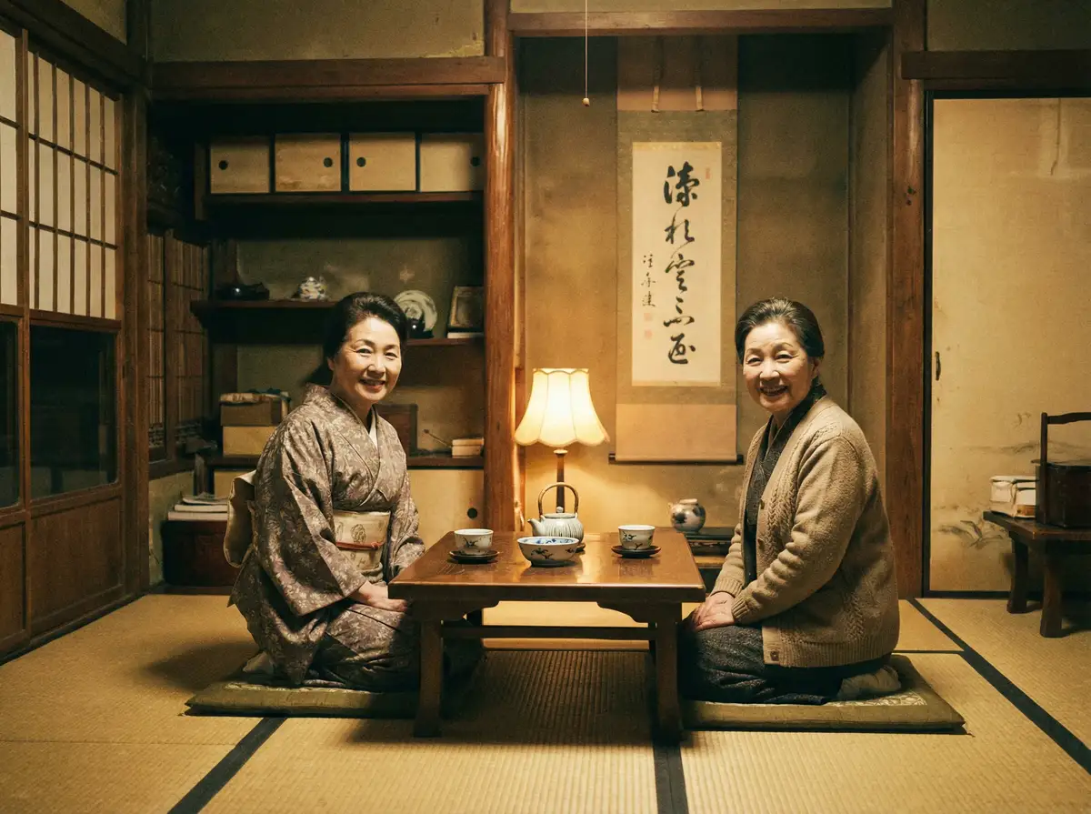 两位优雅的 毛骗第二季12 在日式茶室中品茶交谈